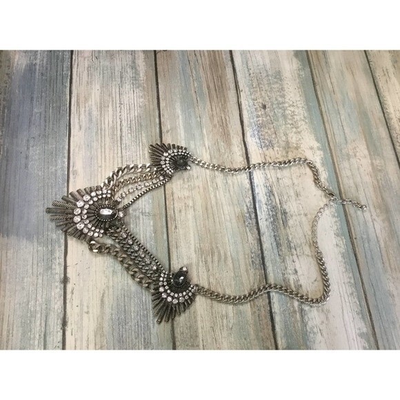 Silver and Rhinestone Statement Necklace - Picture 2 of 2